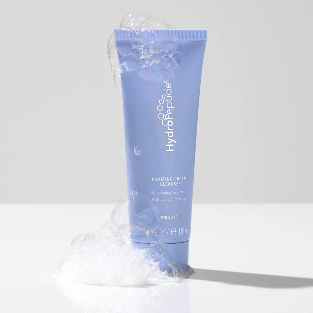 FOAMING CREAM CLEANSER
Кремообразен почистващ и ексфолиращ продукт с пептиди
оризов прах за изсветляване 
изглаждане на кожата
HydroPeptide