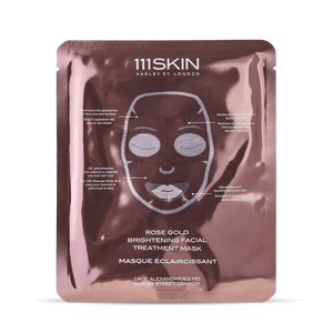 Rose Gold Brightening Facial Treatment Mask Boxed 5 бр
Роуз Голд Озаряваща Маска за Лице – Кутия 5 бр.
Хидрогелна маска 111SKIN с 24k злато и роза Дамасцена 
за блясък и успокояване на кожата
Всеки тип кожа