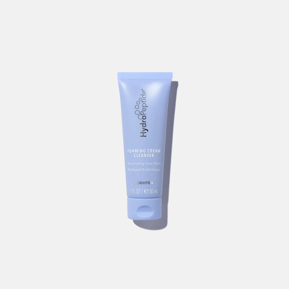 TRAVEL-SIZE FOAMING CREAM CLEANSER
Луксозен изсветляващ почистващ продукт за лице с транексамова киселина, ниацинамид, оризови аминокиселини и пептиди, който нежно ексфолира, хидратира и подобрява неравномерния тен.
HYDROPEPTIDE