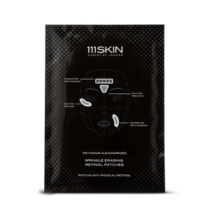 Wrinkle Erasing Retinol Patches box/ 3x35g/
Лепенки с ретинол за финни линии и бръчки
насочени към пачи крак
назолабиални гънки и гневна бръчка
Всеки комплект за лечение съдържа:
2 x полукръгли лепенки за  пачи крак или назолабиални гънки
2 x ленти за  изразителните линии на челото
1 x пластир за гневна 
Зряла кожа
грижа против стареене
111SKIN